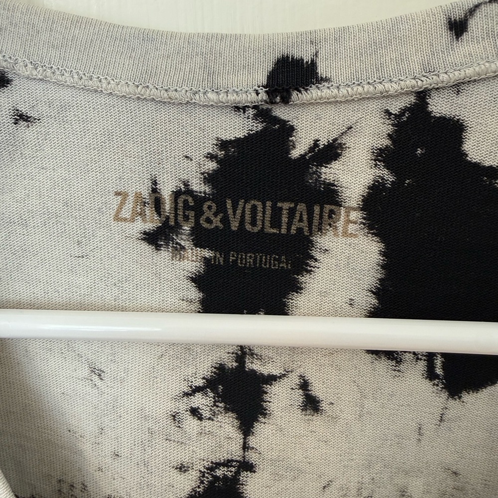 Zadig & Voltaire Black and White Tie-Dye Short Sleeve Tee - Picture 3 of 4